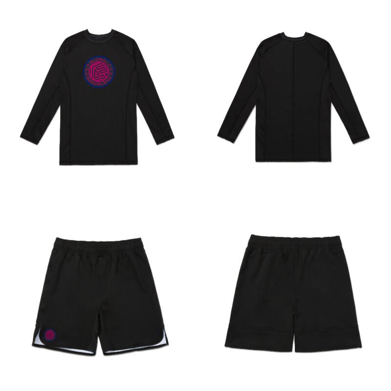 MMA BJJ Set HPRB Albino and Preto RS Comp rash guard long sleeve shorts grappling MMA fightwear set