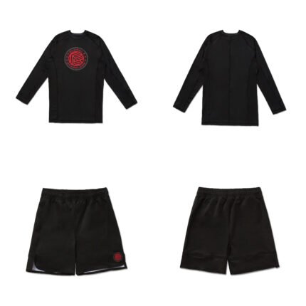 MMA BJJ Set OO Albino and Preto RS Comp rash guard long sleeve and shorts premium No Gi grappling apparel