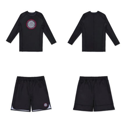 RW BJJ MMA Set Albino and Preto RS Comp Rash Guard LS and Shorts for BJJ MMA and grappling training