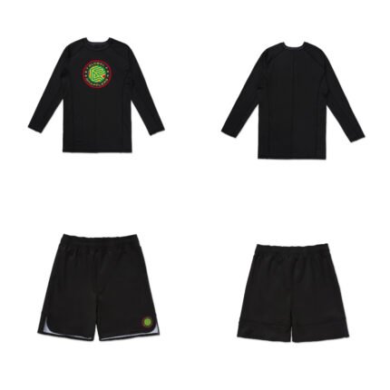 Albino & Preto RS Comp RYGB MMA BJJ Set featuring long sleeve rash guard and grappling shorts for BJJ, MMA, and no-gi training