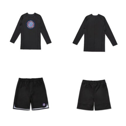 Albino & Preto RS Comp SNW MMA BJJ Set featuring long sleeve rash guard and fight shorts for BJJ, MMA, grappling, and no-gi training