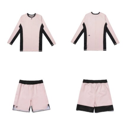 Stucco MMA BJJ set Albino and Preto Herringbone Classic long sleeve rash guard and grappling shorts premium training gear