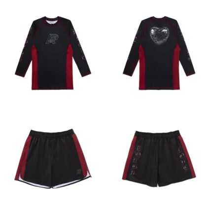Love MMA BJJ set Albino and Preto Tough Love long sleeve rash guard and shorts premium no-gi MMA and BJJ training gear