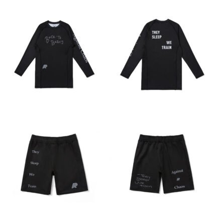 TSWT MMA BJJ Set Albino and Preto long sleeve rash guard and shorts premium MMA and BJJ no-gi training gear
