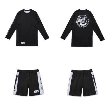 Albino and Preto x DCDT MMA BJJ Set Rash Guard LS and Shorts adult no gi grappling training set