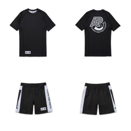 Albino and Preto x MMA BJJ Set DCDT Set Rash Guard SS and Shorts adult No-Gi MMA training gear