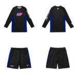 Gundam Wing BJJ MMA set Albino and Preto long sleeve rash guard and shorts premium Brazilian Jiu-Jitsu MMA training gear anime design