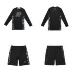 Mike Gigliotti MMA BJJ Set Albino and Preto long sleeve rash guard and grappling shorts for MMA BJJ no gi training