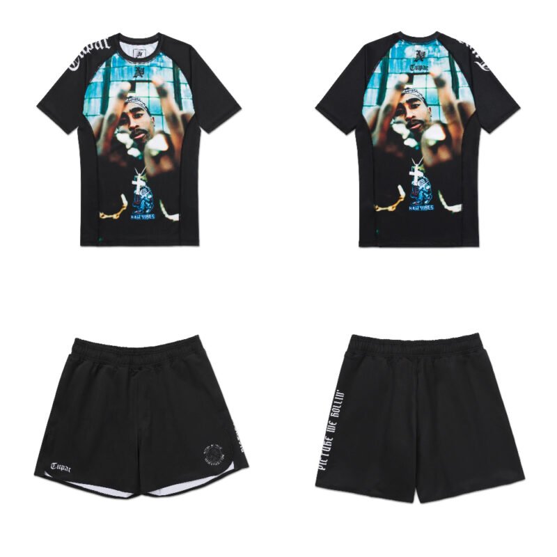 BJJ MMA Set Tupac Albino and Preto x Tupac Rash Guard LS and Shorts limited edition no-gi grappling training gear