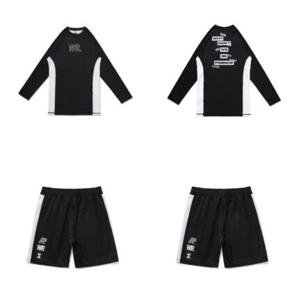 WAR BJJ MMA set Albino and Preto x WAR rash guard long sleeve and shorts no gi training gear
