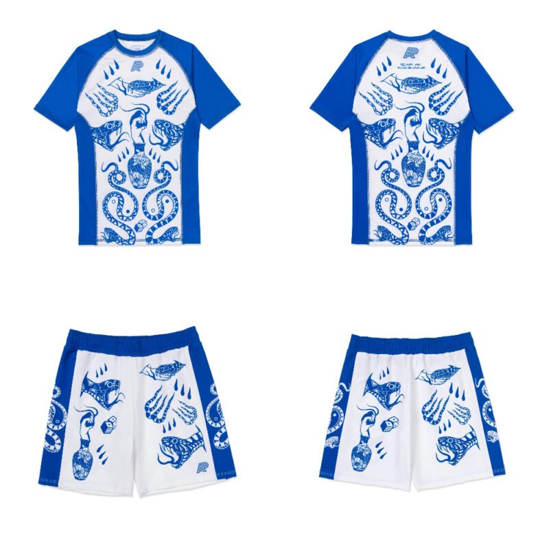 Year of Snake rash guard SS and shorts by Albino & Preto for BJJ MMA no-gi training