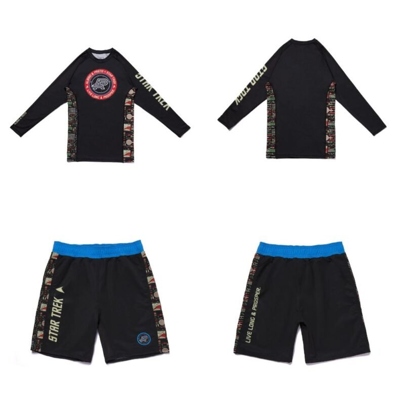 Star Trek BJJ MMA Rash Guard LS Albino and Preto Batch #100 long sleeve compression rash guard for BJJ and MMA training performance