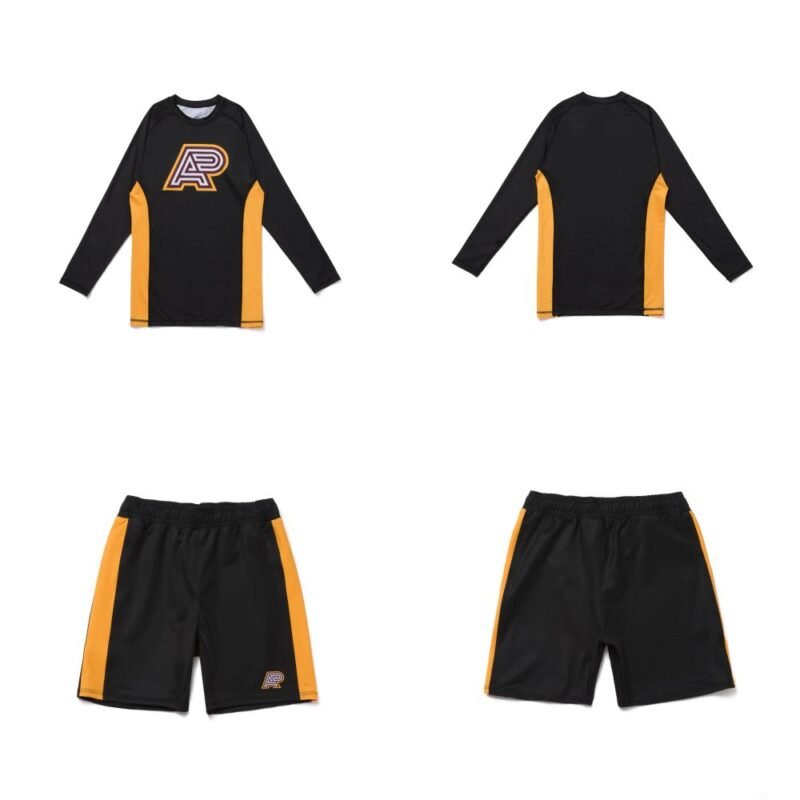 MMA Bjj YBM Albino and Preto Batch 111 Herringbone Classic rash guard and shorts.