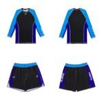 BJJ MMA BBBW Albino and Preto Herringbone Classic Rash Guard LS and Shorts Set