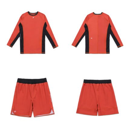 BOP BJJ MMA Set Albino & Preto Herringbone Classic Rash Guard LS and Shorts for BJJ MMA and no gi grappling