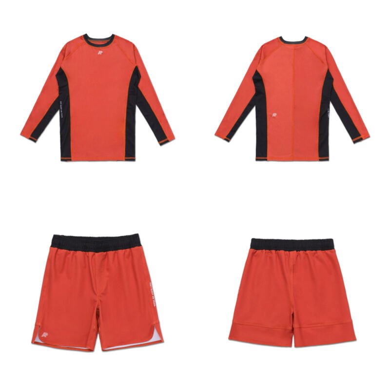 BOP BJJ MMA Set Albino & Preto Herringbone Classic Rash Guard LS and Shorts for BJJ MMA and no gi grappling