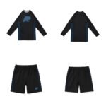 Earl Grey Bjj MMA Albino and Preto Herringbone Classic rash guard long sleeve and shorts set