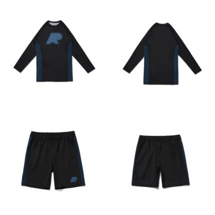 Earl Grey Bjj MMA Albino and Preto Herringbone Classic rash guard long sleeve and shorts set