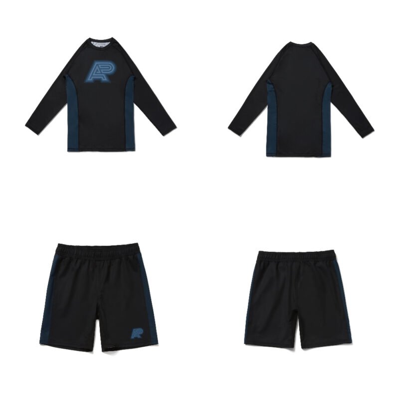 Earl Grey Bjj MMA Albino and Preto Herringbone Classic rash guard long sleeve and shorts set