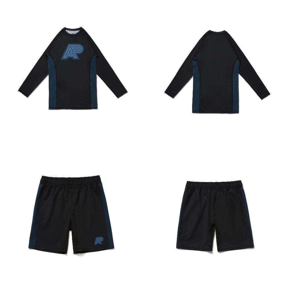 Earl Grey Bjj MMA Albino and Preto Rash Guard LS and Shorts Herringbone Classic Earl Grey Bjj MMA Albino and Preto Herringbone Classic rash guard long sleeve and shorts set