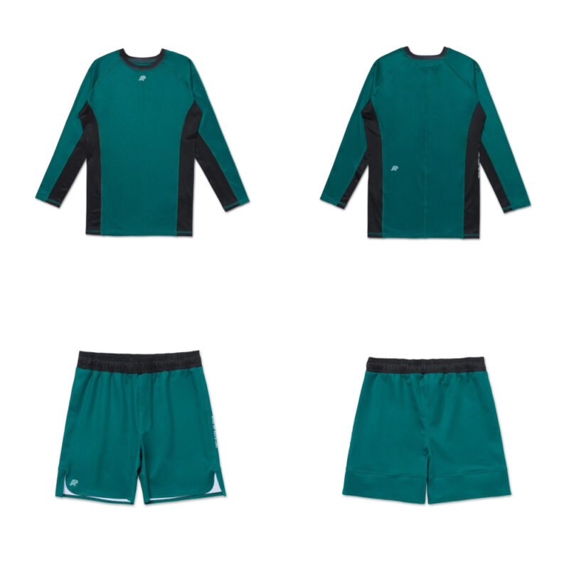 GAS Bjj MMA Albino and Preto Herringbone Classic long sleeve rash guard and shorts for MMA and Brazilian Jiu-Jitsu training