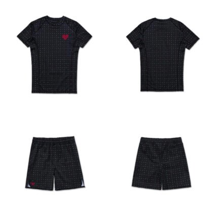 Love & Hate BJJ MMA rash guard short sleeve and shorts set black Albino & Preto premium grappling and MMA training gear