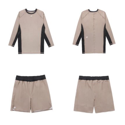 MAT BJJ MMA Albino & Preto herringbone rash guard long sleeve and shorts set for BJJ and MMA training