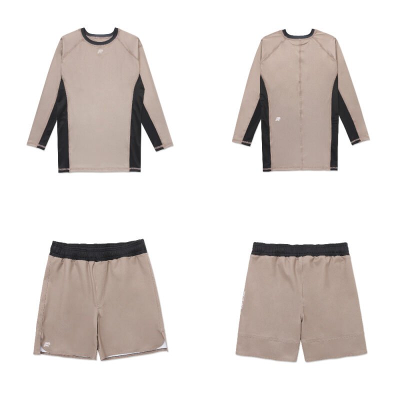 MAT BJJ MMA Albino & Preto herringbone rash guard long sleeve and shorts set for BJJ and MMA training