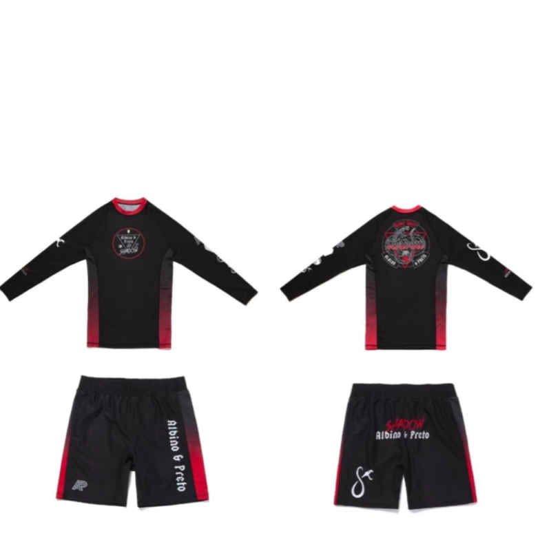 Shadow Conspiracy Rash Guard Albino and Preto long sleeve compression BJJ rash guard for MMA and grappling training