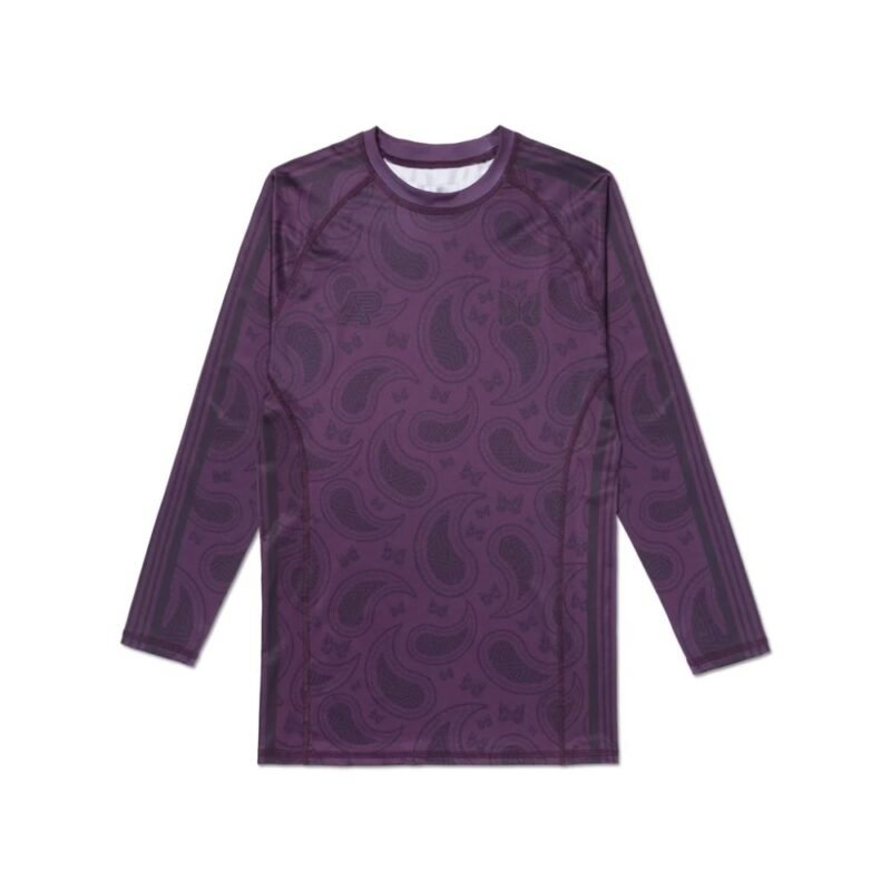Rashguard no gi Albino Preto x Needles paisley long sleeve compression top for BJJ and MMA grappling