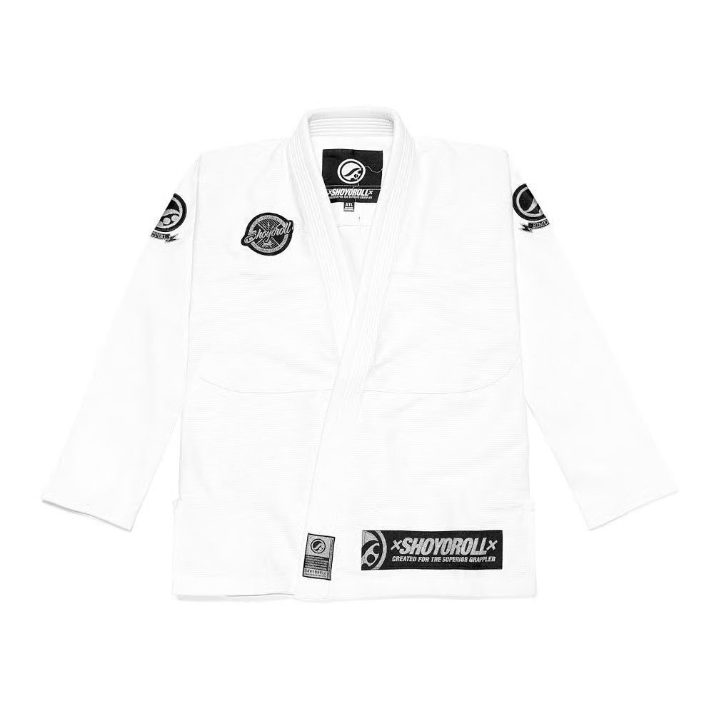 shoyoroll-metallic-silver-white-gi-1.jpg Shoyoroll Classic Silver & White BJJ Gi – Competition Ready - Image 1